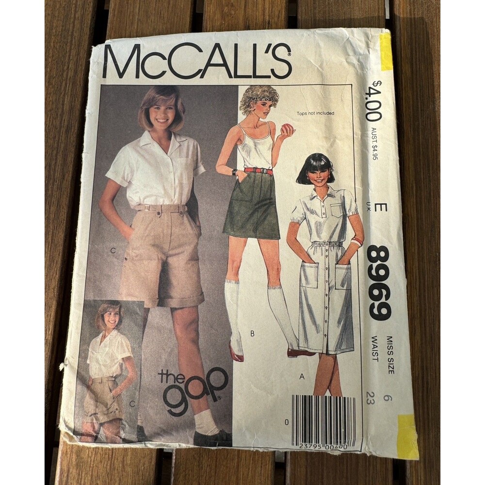 McCall's 8969 Misses' Skirts Shorts Size 6 Waist 23 Gap Sewing Pattern Vtg 1984